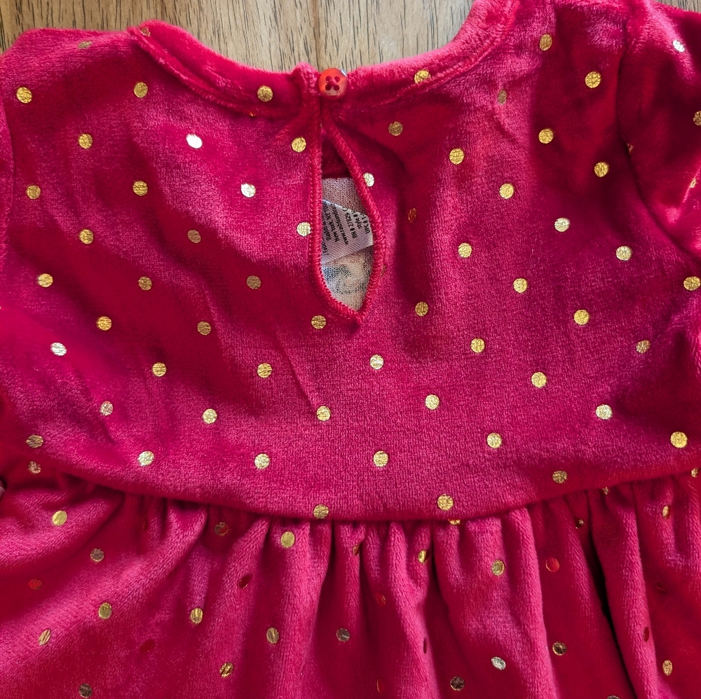 NWT! Baby Girl's Rudolph The Red Nosed Reindeer Soft Velour Christmas Dress Set - Picture 6 of 11